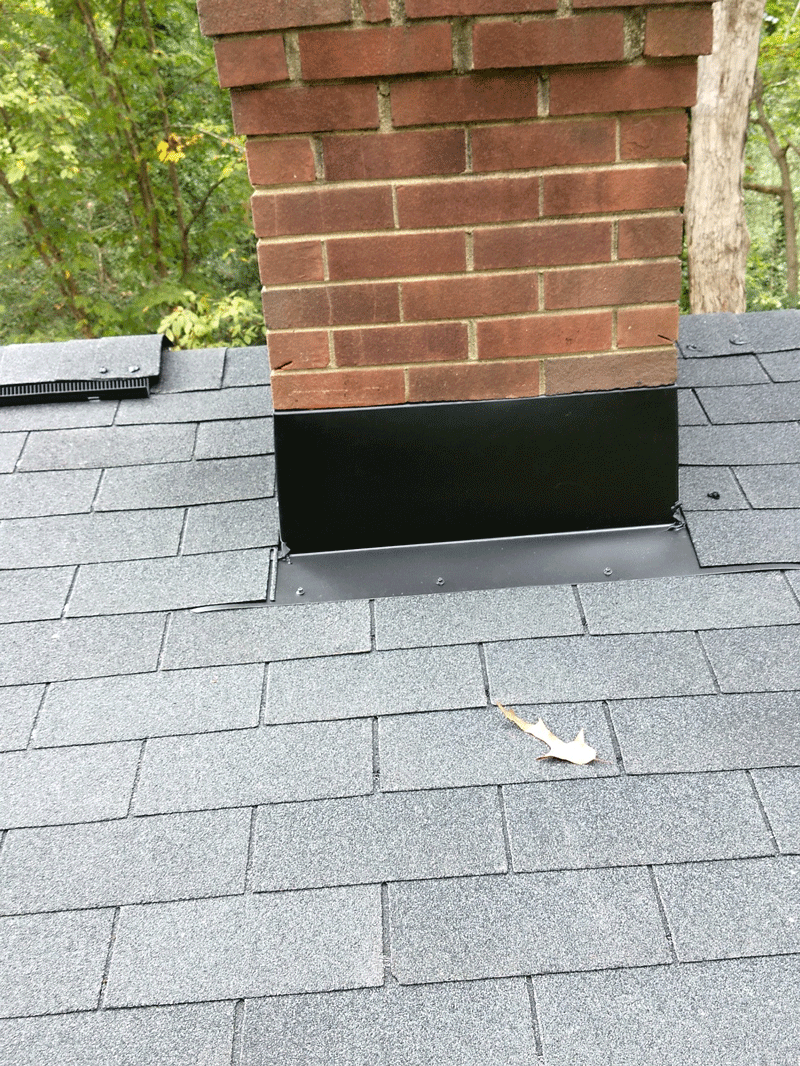 A picture of new roof flashing or chimney flashing by Housetop Roofing & Home Improvements in Wake Forest, NC.