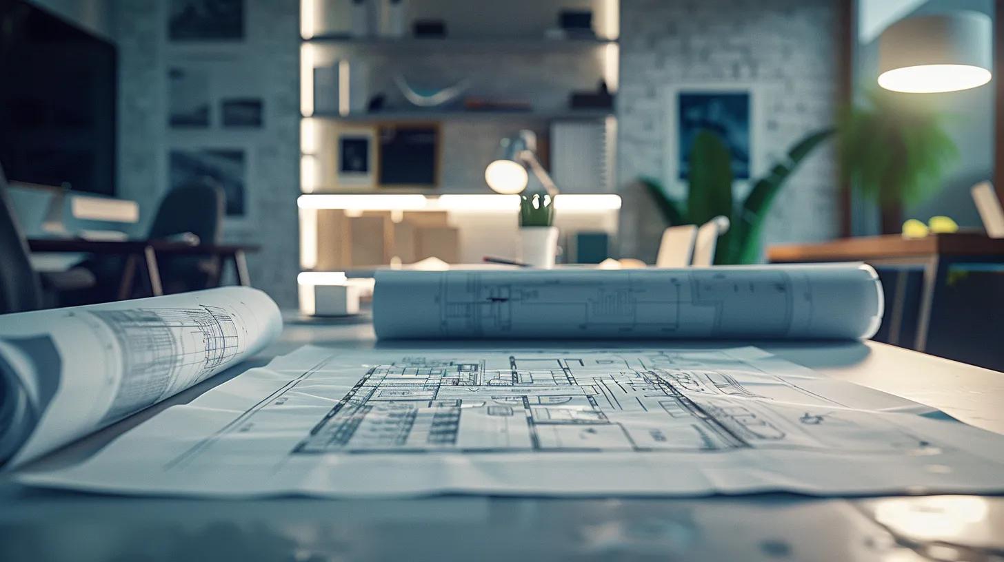 a focused indoor scene of a professional roofing contractor in a sleek office, presenting a polished portfolio of past projects to a client, with blueprints and roofing materials laid out on a modern conference table under bright, strategic lighting. a focused indoor scene of a professional roofing contractor in a sleek office, presenting a polished portfolio of past projects to a client, with blueprints and roofing materials laid out on a modern conference table under bright, strategic lighting.